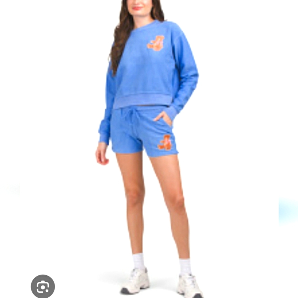 Original US Vintage Shocking Blue Sweatshirt and Shorts Set with Bear Logo Sz L